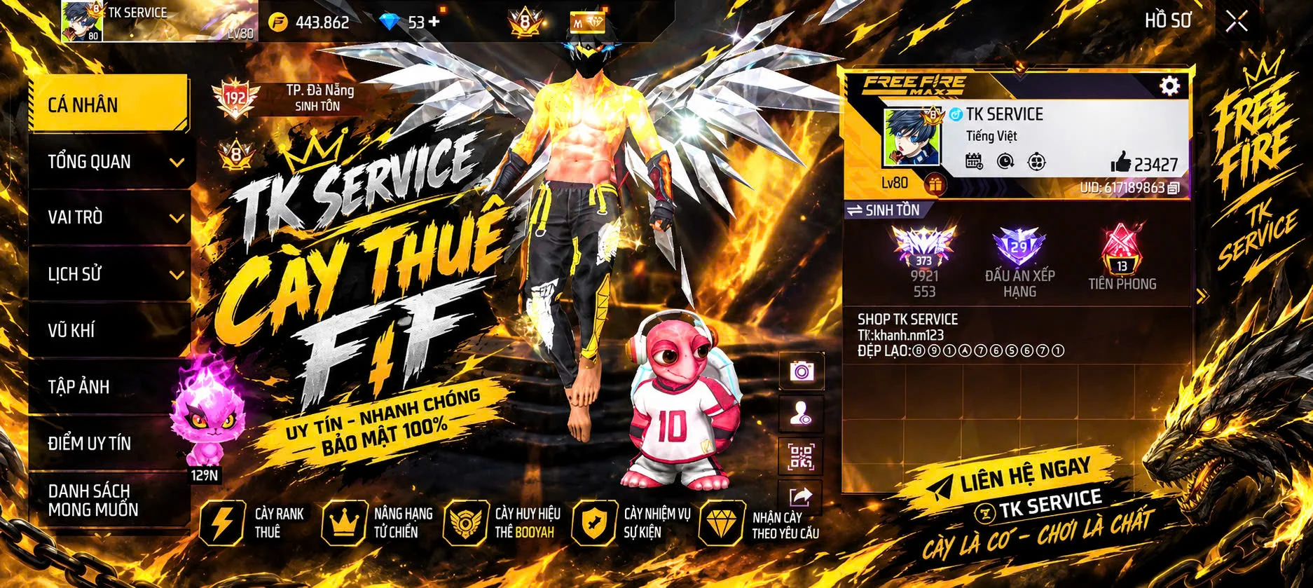 CÀY THUÊ RANK SINH TỒN FREE FIRE
